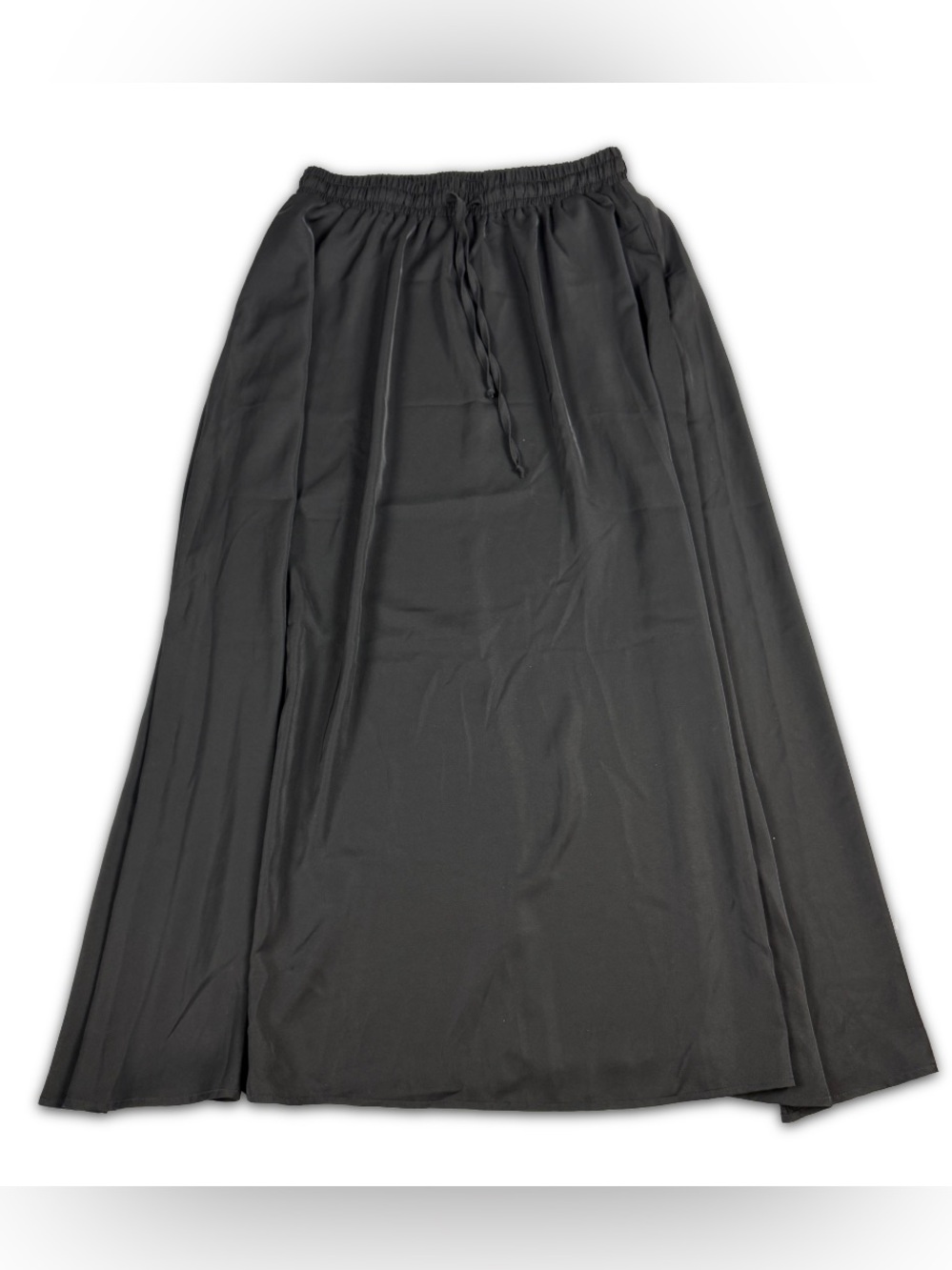 Yincro Black Maxi Skirt with Pockets Womens Size L Large, Drawstring Solid‎